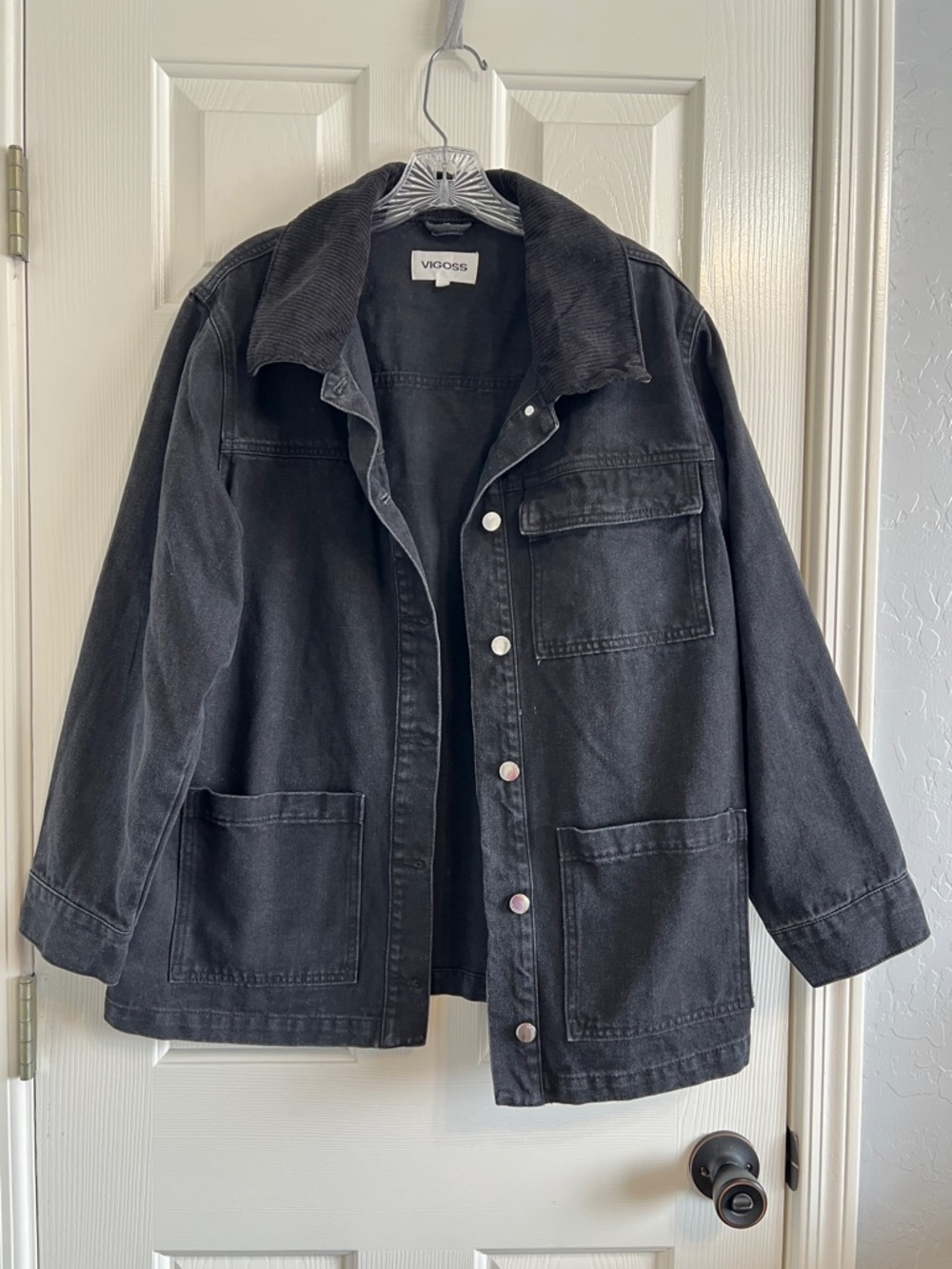Vigoss black corduroy western denim jacket oversized size women’s large - Picture 3 of 7